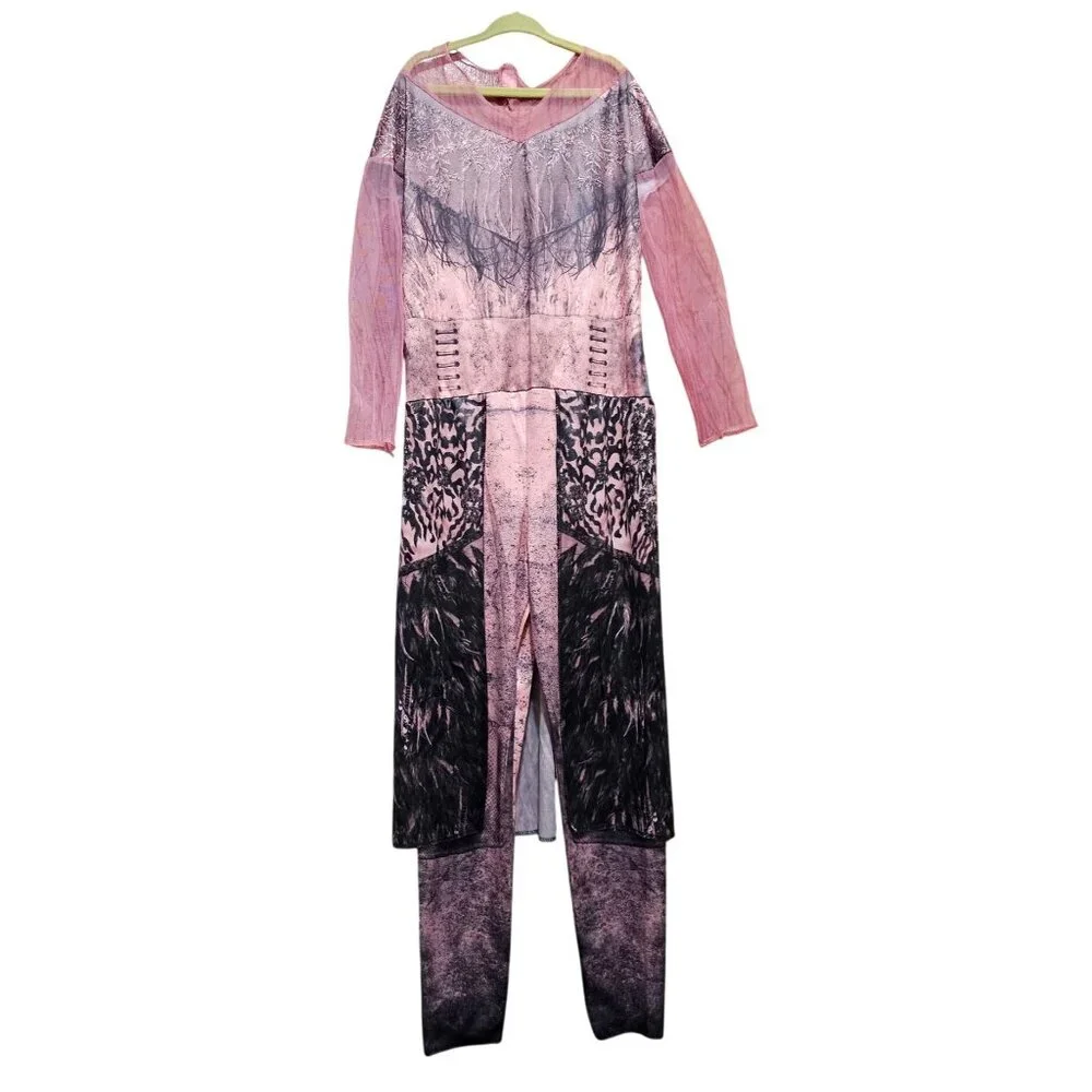 Descendants 3 Girls Long Sleeve Costume Jumpsuit With Tulle Overlay Pink & Black